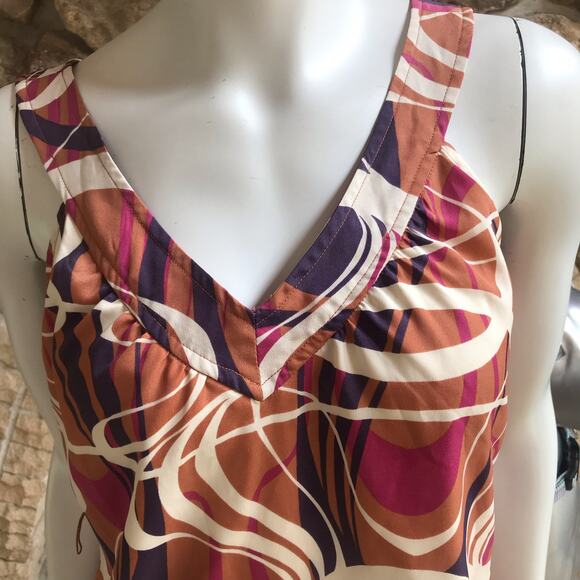 Banana Republic Polyester Multi-Color Sleeveless V-Neck Dress Women's Size 4P - Picture 4 of 9
